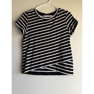 cabi 5059 Gracie Striped Crop Top Small Black White Tee Short Sleeve Stretch
